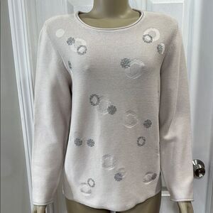 RABE Beige Sweater with Gray Accents.